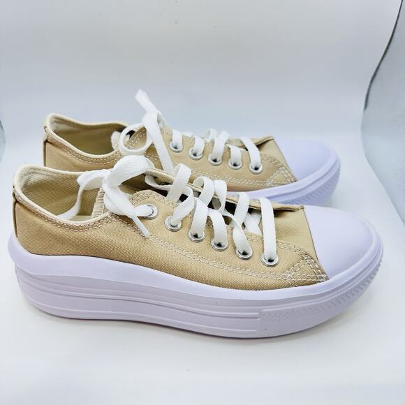 CONVERSE CHUCK TAYLOR All Star Move Platform Low Sneaker Nutty Granola Women’s 6 - Picture 2 of 8